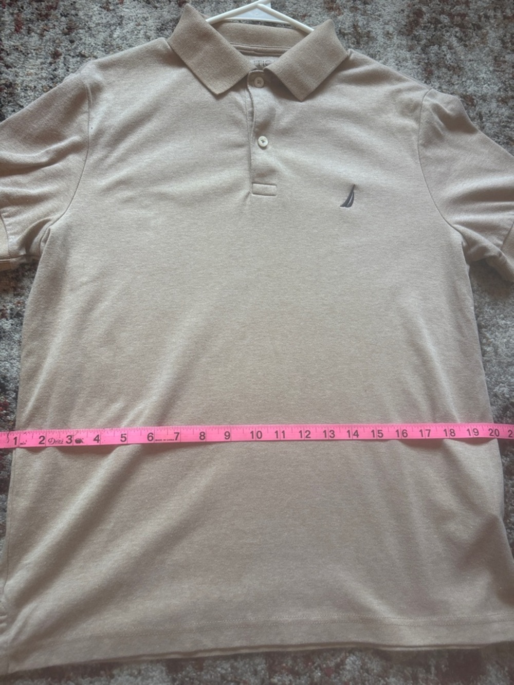 Nautica Men's Size M Slim Fit Light Beige Polo with Embroidered Logo - Picture 4 of 5